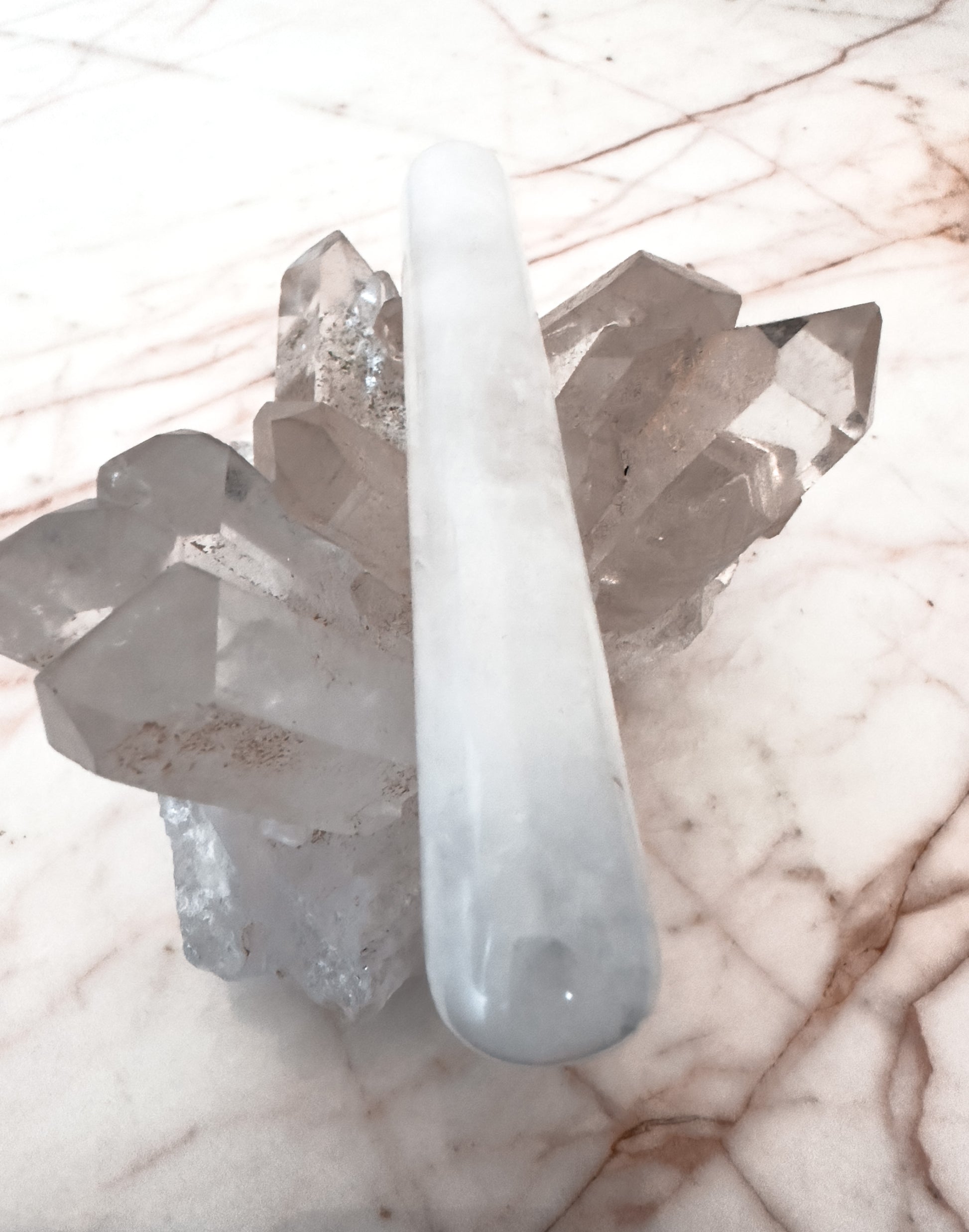 Crystal quartz yoni wand